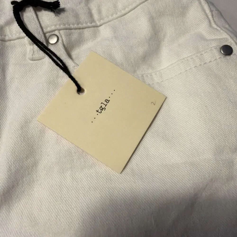 TGLA Youth Denim Cuffed White Jean Shorts Size Youth 14